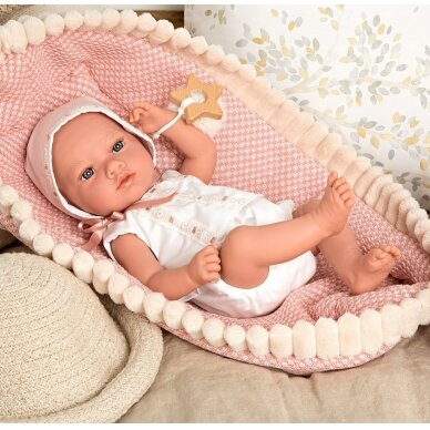 Arias kūdikėlis, mergaitė su rožiniu lopšeliu, 38 cm 2