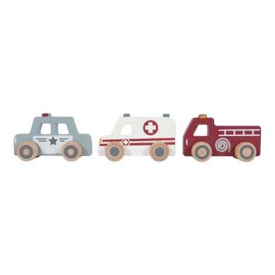 Avarinių tarnybų medinių automobilių rinkinys