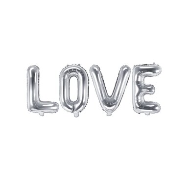 Balionai LOVE sidabriniai 140x35cm Balionai LOVE sidabriniai 140x35cm