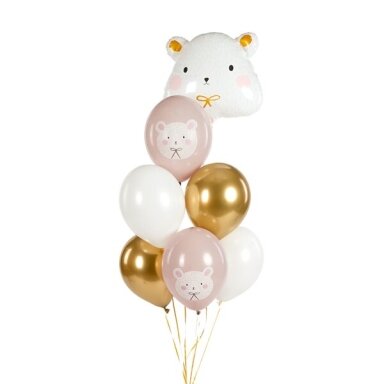 Balionų rinkinys Balta meška, pasteliniai pilki 50vnt Balionų rinkinys Balta meška, pasteliniai pilki 50vnt