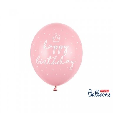 Balionų rinkinys Happy Birthday rausvi 6vnt Balionų rinkinys Happy Birthday rausvi 6vnt