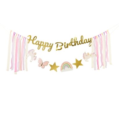 Girlianda Happy Birthday Vienaragiai, 230x17.5 cm Girlianda Happy Birthday Vienaragiai, 230x17.5 cm