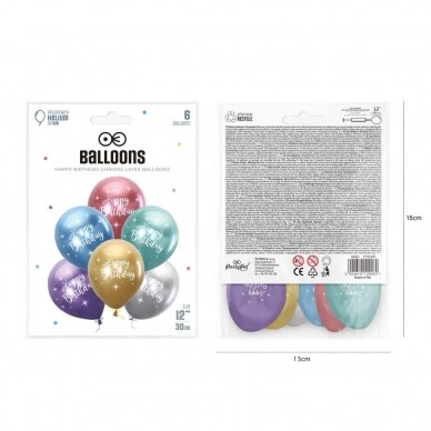 Balionų rinkinys Happy birthday, blizgantys 6vnt