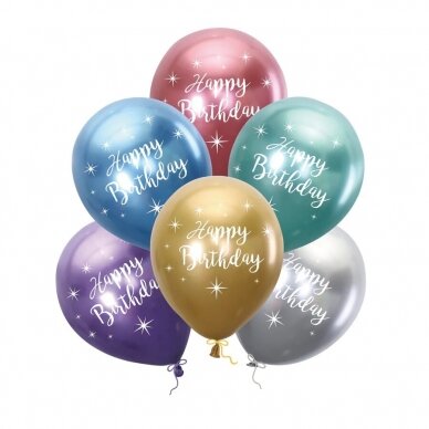 Balionų rinkinys Happy birthday, blizgantys 6vnt Balionų rinkinys Happy birthday, blizgantys 6vnt