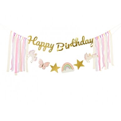 Girlianda Happy Birthday Vienaragiai, 230x17.5 cm Girlianda Happy Birthday Vienaragiai, 230x17.5 cm