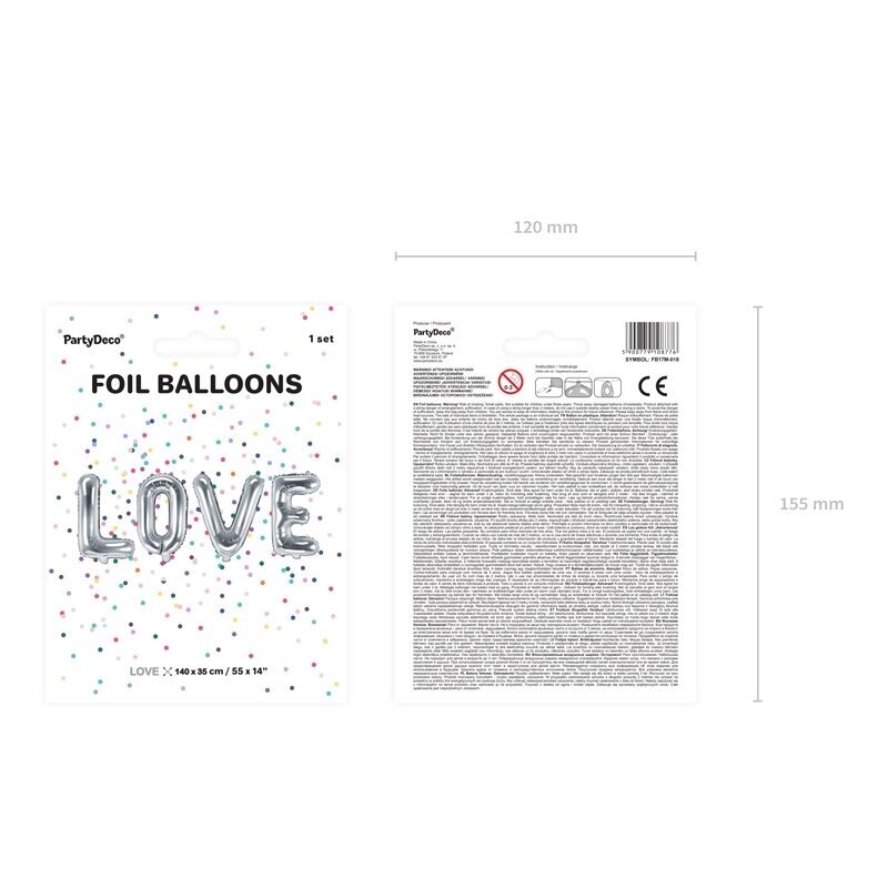 Balionai LOVE sidabriniai 140x35cm 1 Balionai LOVE sidabriniai 140x35cm 1