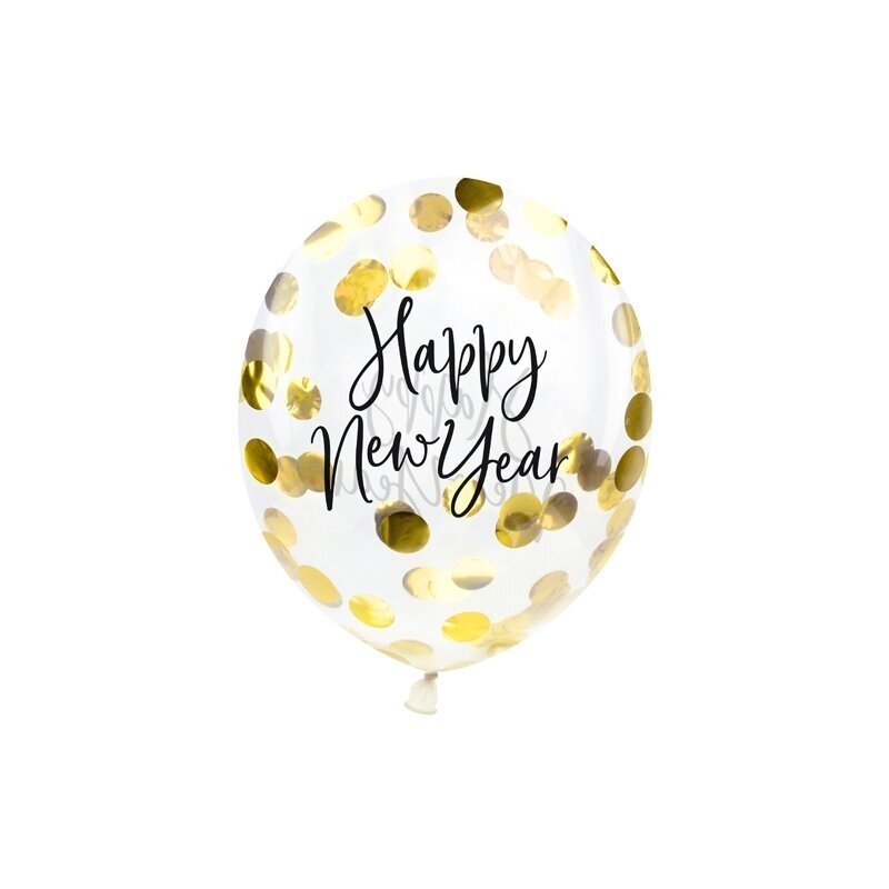 Balionai su konfeti "Happy New Year" 27 cm, 3vnt Balionai su konfeti "Happy New Year" 27 cm, 3vnt