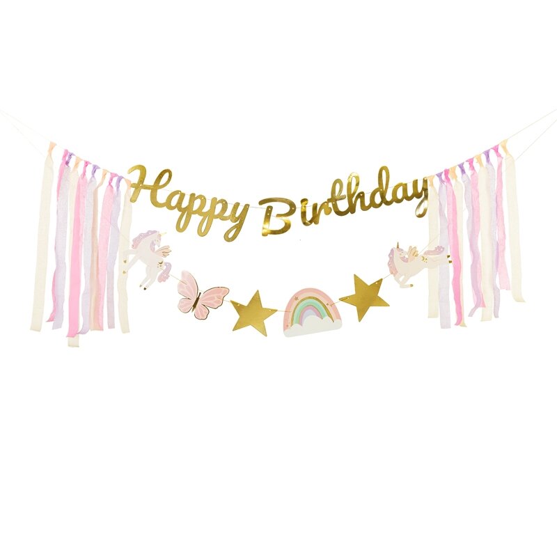 Girlianda Happy Birthday Vienaragiai, 230x17.5 cm Girlianda Happy Birthday Vienaragiai, 230x17.5 cm