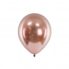 Blizgantys balionai rožinio aukso, 30cm, 50vnt