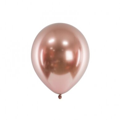 Blizgantys balionai rožinio aukso, 30cm, 50vnt