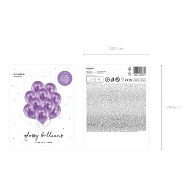 Blizgantys balionai violetiniai, 30cm, 10vnt 2 Blizgantys balionai violetiniai, 30cm, 10vnt 2