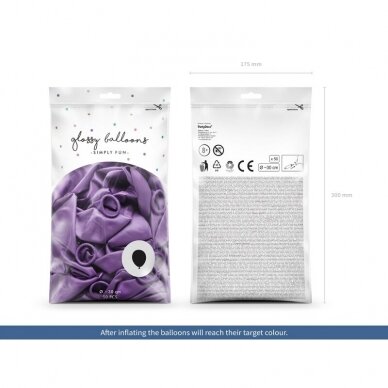 Blizgantys balionai violetiniai, 30cm, 50vnt 2 Blizgantys balionai violetiniai, 30cm, 50vnt 2