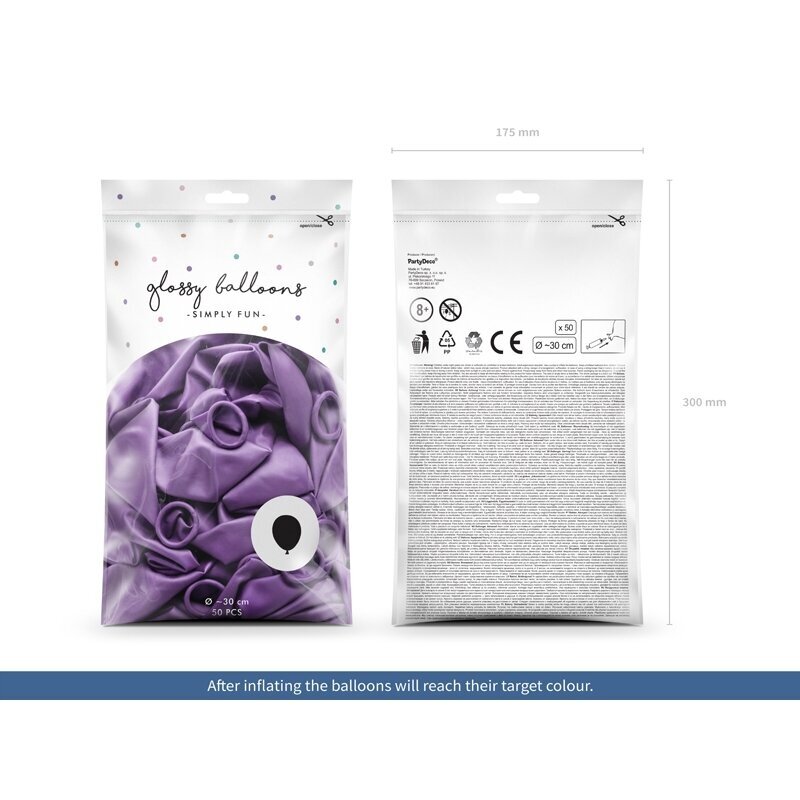 Blizgantys balionai violetiniai, 30cm, 50vnt 2 Blizgantys balionai violetiniai, 30cm, 50vnt 2
