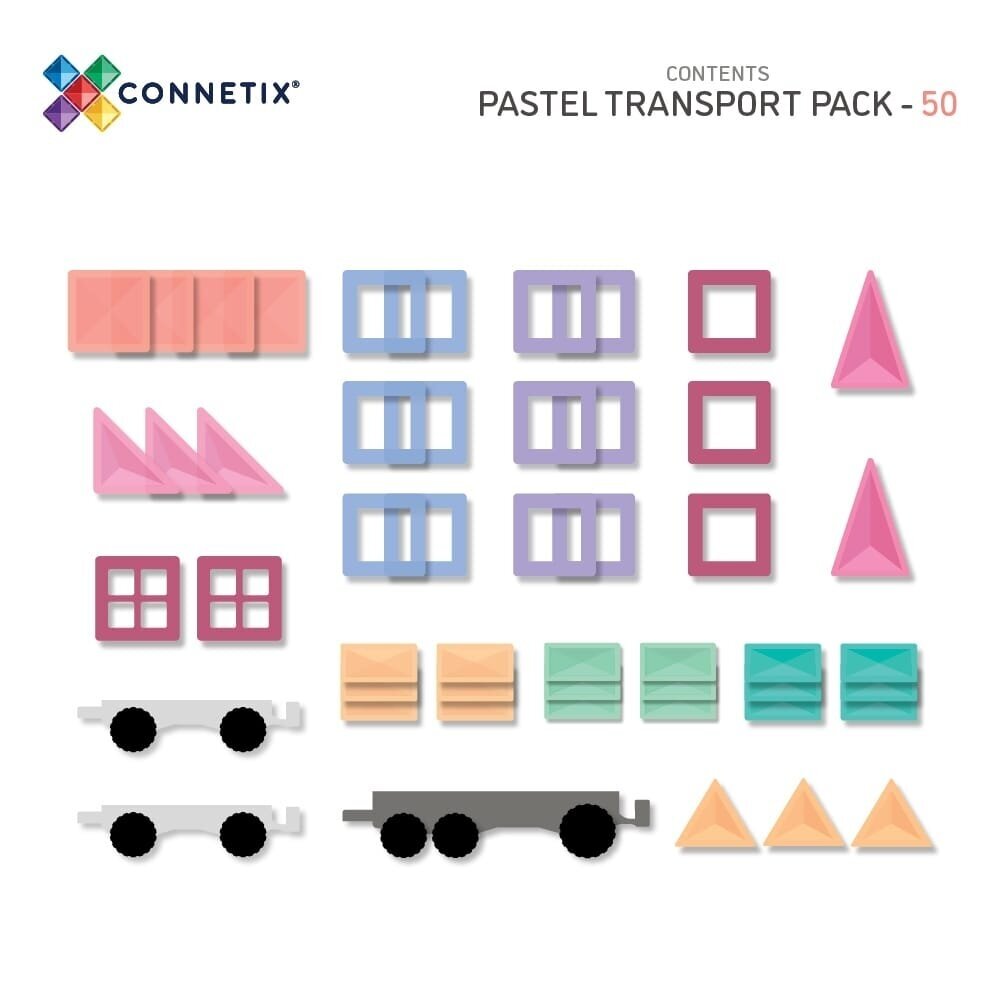 Connetix pastelinis TRANSPORTO rinkinys 50 dalių 12 Connetix pastelinis TRANSPORTO rinkinys 50 dalių 12