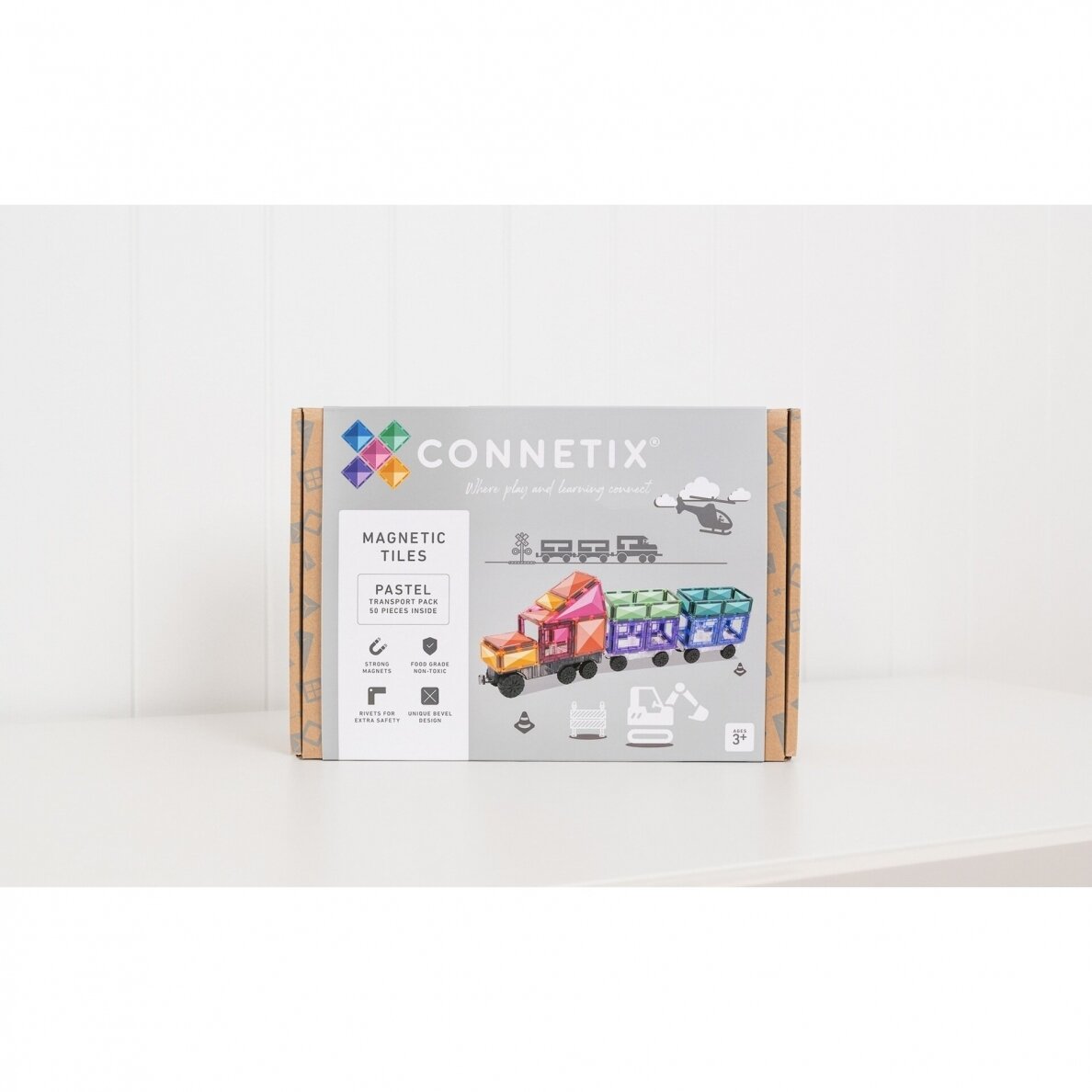 Connetix pastelinis TRANSPORTO rinkinys 50 dalių 10 Connetix pastelinis TRANSPORTO rinkinys 50 dalių 10