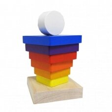 Cubika medinių kaladėlių piramidė "Spalvos"