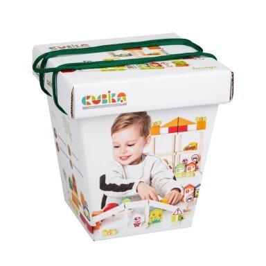 Medinių kaladėlių rinkinys Cubika Miestas Medinių kaladėlių rinkinys Cubika Miestas