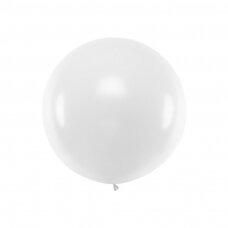Didelis apvalus balionas 1m, pastelinis baltas