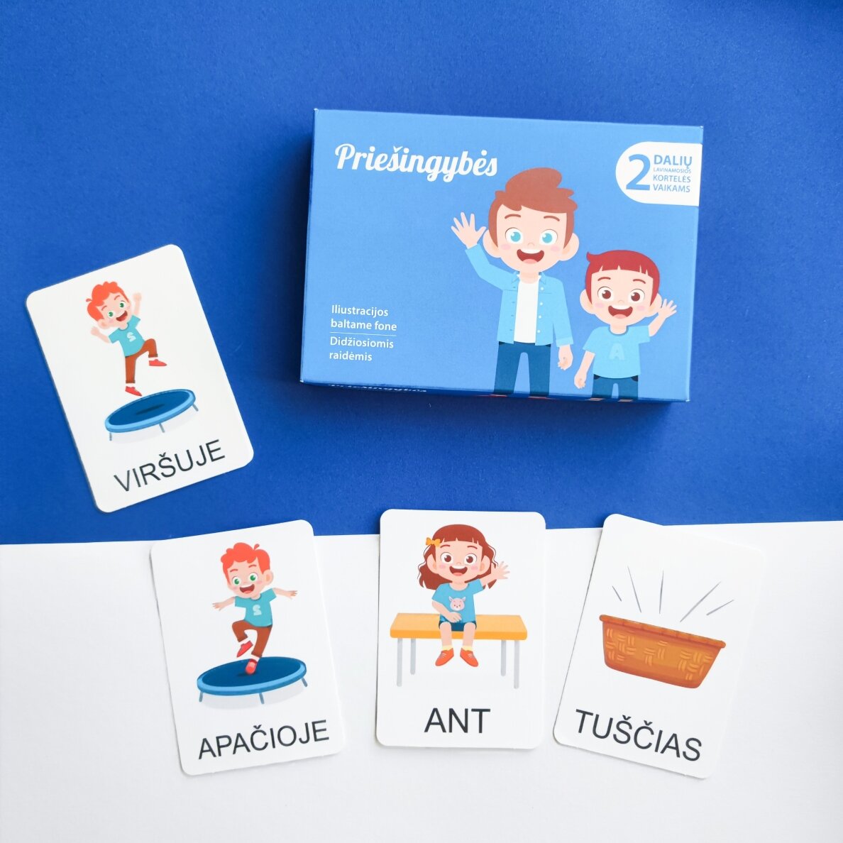Dviejų dalių „Montessori“ lavinamųjų kortelių rinkinys „Priešingybės“