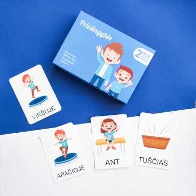 Dviejų dalių „Montessori“ lavinamųjų kortelių rinkinys „Priešingybės“ Dviejų dalių „Montessori“ lavinamųjų kortelių rinkinys „Priešingybės“
