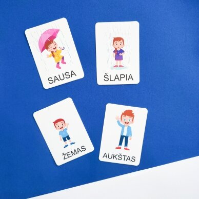 Dviejų dalių „Montessori“ lavinamųjų kortelių rinkinys „Priešingybės“ 2 Dviejų dalių „Montessori“ lavinamųjų kortelių rinkinys „Priešingybės“ 2