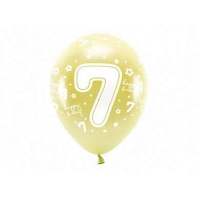 Ekologiškas auksinis balionas su skaičiumi, 33cm 6vnt