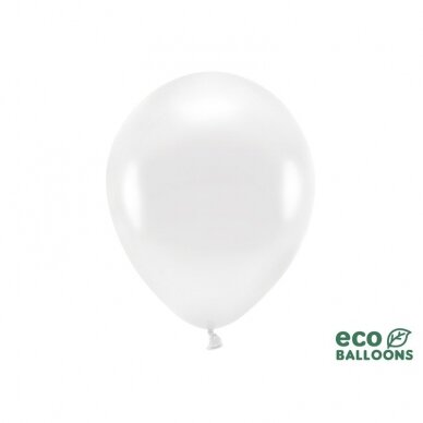 Ekologiški balionai "Metalik balti", 30 cm, 10vnt
