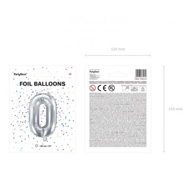 Folinis balionas sidabrinis skaičius, 35 cm 7