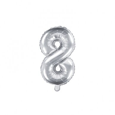 Folinis balionas sidabrinis skaičius, 35 cm 14