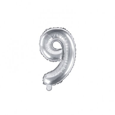 Folinis balionas sidabrinis skaičius, 35 cm 15
