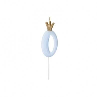 Žvakutė Skaičius su karūna, žydra 9,5cm 2 Žvakutė Skaičius su karūna, žydra 9,5cm 2