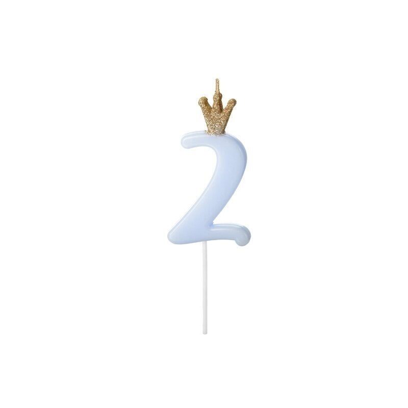 Žvakutė Skaičius su karūna, žydra 9,5cm 4 Žvakutė Skaičius su karūna, žydra 9,5cm 4