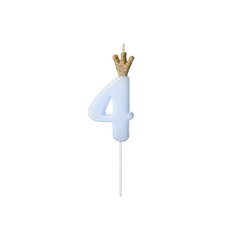 Žvakutė Skaičius su karūna, žydra 9,5cm 6
