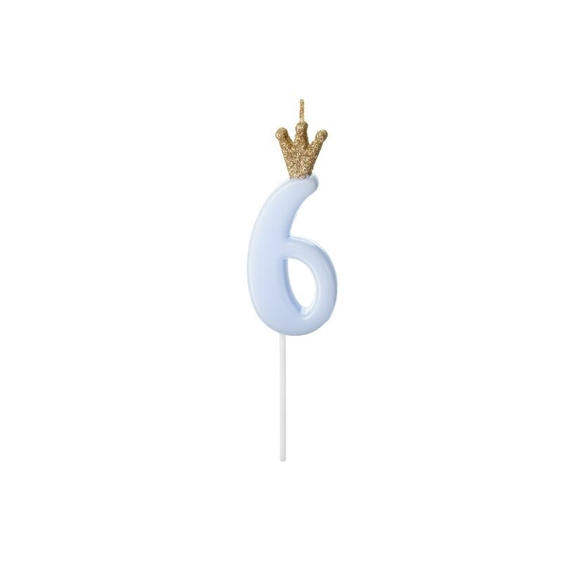 Žvakutė Skaičius su karūna, žydra 9,5cm 8