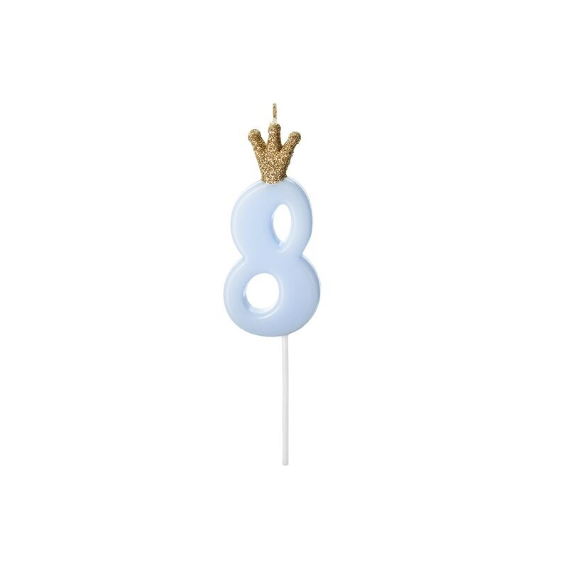 Žvakutė Skaičius su karūna, žydra 9,5cm 10 Žvakutė Skaičius su karūna, žydra 9,5cm 10