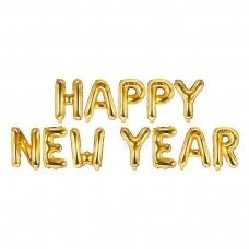 Foliniai balionai  "HAPPY NEW YEAR" auksiniai, 35cm