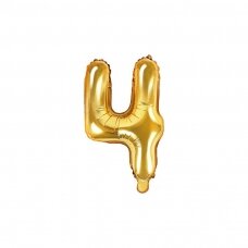 Folinis balionas "4" auksinis, 35 cm