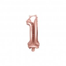 Folinis balionas  "1" rožinio aukso, 35 cm