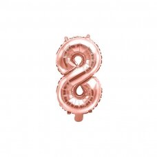Folinis balionas  "8" rožinio aukso, 35 cm