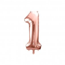 Folinis balionas  "1" rožinio aukso, 86 cm