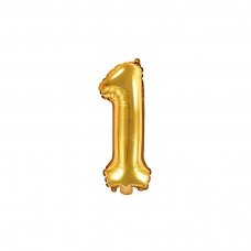 Folinis balionas  "1" auksinis, 35 cm