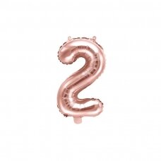 Folinis balionas  "2" rožinio aukso, 35 cm