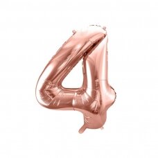 Folinis balionas "4" rožinio aukso, 86 cm