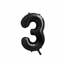 Folinis balionas "3" juodas, 86 cm