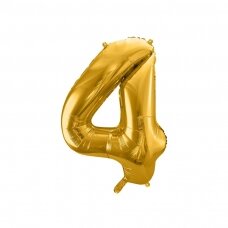 Folinis balionas  "4" auksinis, 86 cm