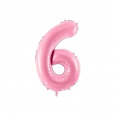 Folinis balionas "6" rožinis, 86 cm