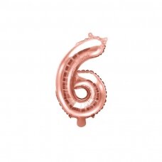 Folinis balionas  "6" rožinio aukso, 35 cm