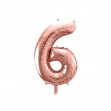 Folinis balionas "6" rožinio aukso, 86 cm