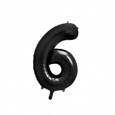 Folinis balionas "6" juodas, 86 cm