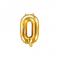 Folinis balionas "0" auksinis, 35 cm
